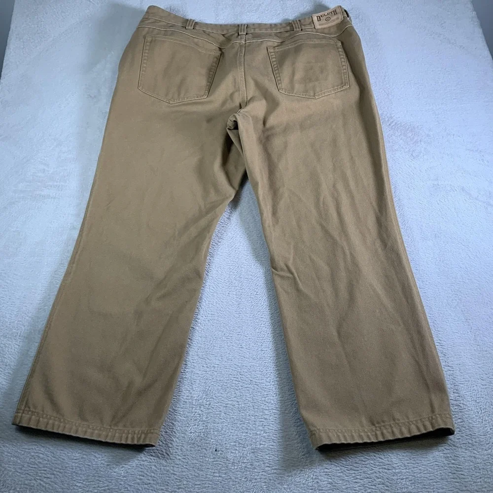 Duluth Trading Co Pants Mens 42x30 Khaki Canvas Relaxed Fit Workwear‎ 5 Pocket - Picture 11 of 13